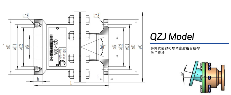 QZJ型球体转动式旋转接头图纸